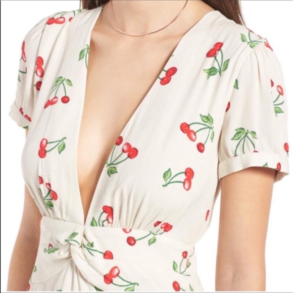 Privacy Please Wilmer Cherry 🍒 Print Mini Dress - Picture 4 of 4